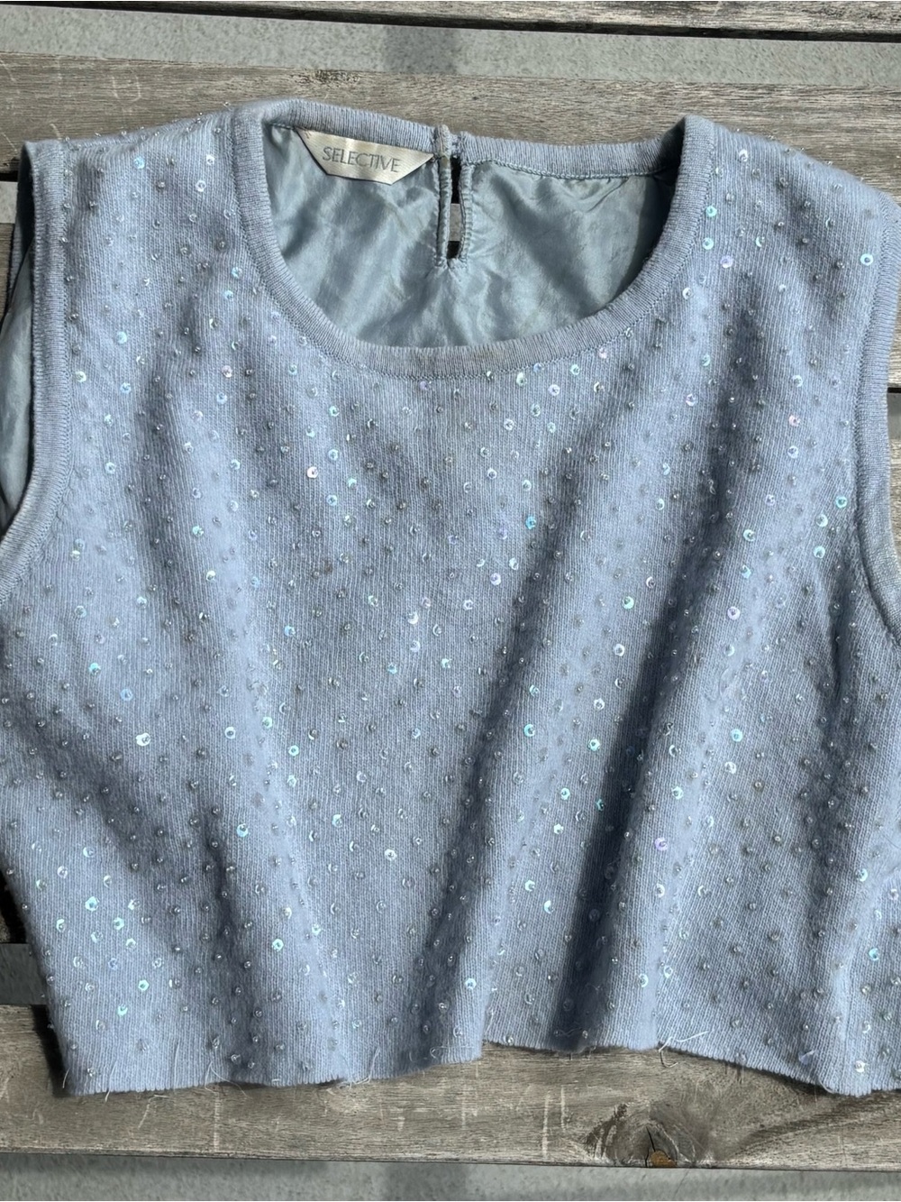 ✨ 2 for 15 ✨ Pale Blue Sequin Cropped Sleeveless Top